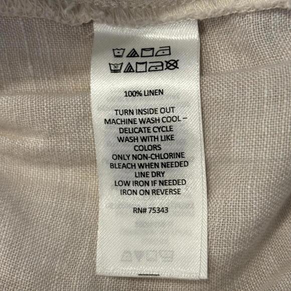 Tahari 100% Linen Wide Leg Cropped Pants Womens M Beige Beach Resort Lagenlook - Picture 4 of 6